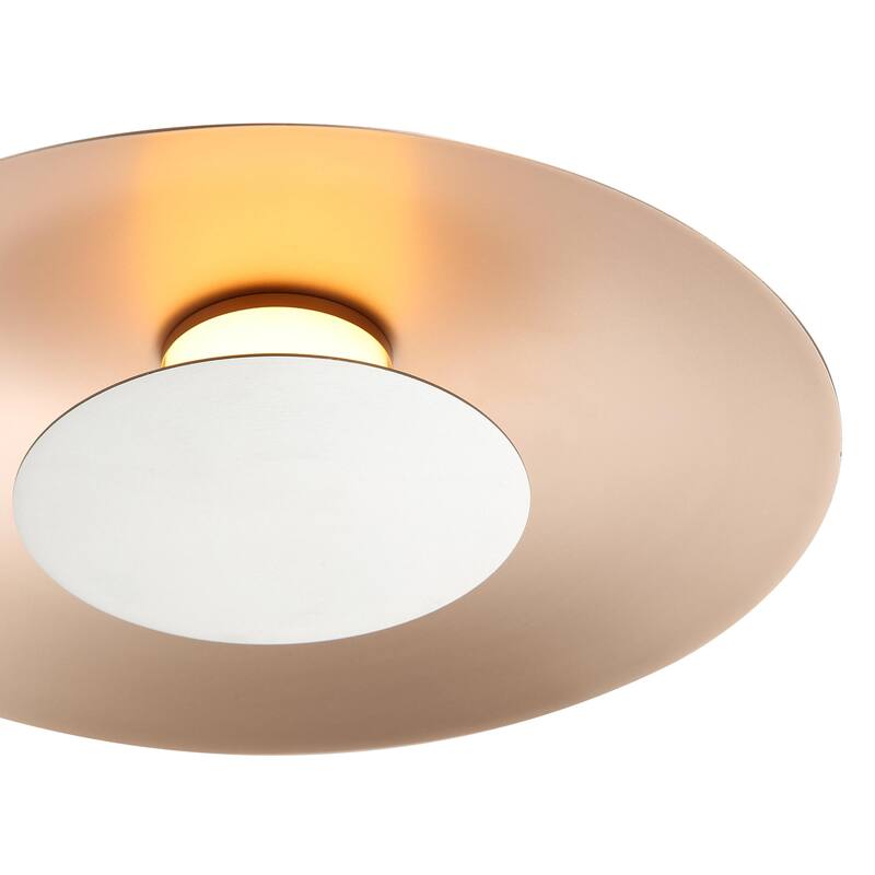 Yep by Golden Lighting Luma Integrated LED Flush Mount in French Gold and Sand Nickel shade