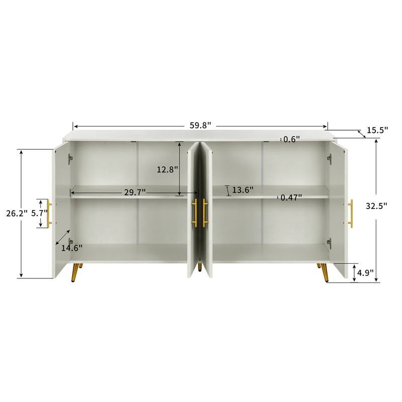 Sideboard Storage Cabinet & Adjustable Shelves for Living Room Bedroom