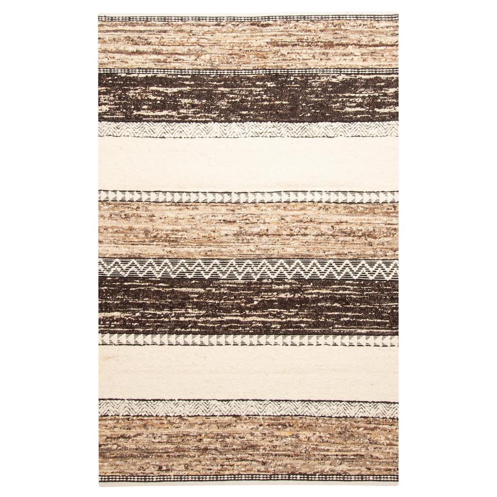 ECARPETGALLERY Braid weave Sienna Brown Wool Rug - 5'4 x 7'11