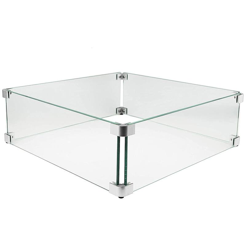 Fire Pit Tempered Glass Wing Guard, Multiple Sizes - Clear/Grey