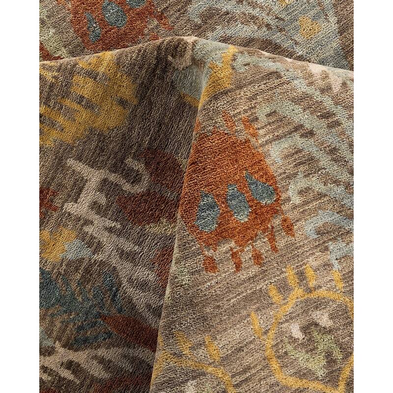 Ikat One-of-a-Kind Hand-Knotted Area Rug - Rust, 9' 0" x 12' 1" - 9' 0" x 12' 1"