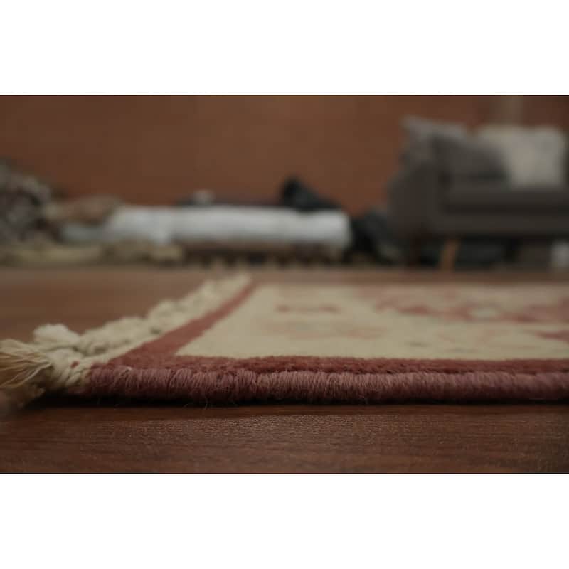 Hand Knotted Oriental 100% Wool Carpet Traditional All-Over Red Ziegler Area Rug - 3' 8'' X 2' 0''