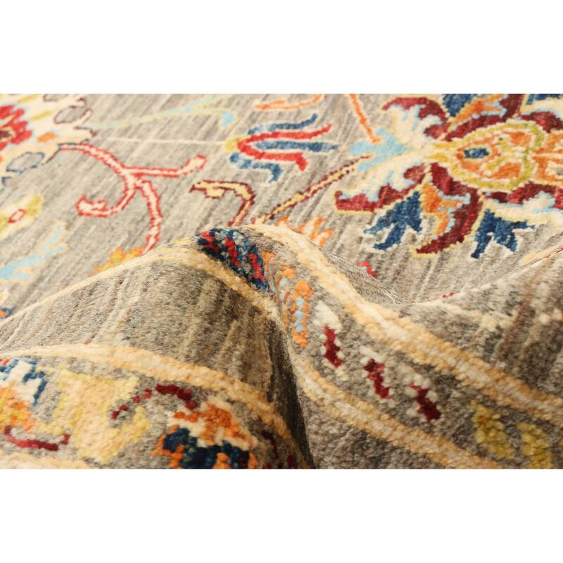 ECARPETGALLERY Hand-knotted Uzbek Ghazni Grey Wool Rug - 2'8 x 4'0