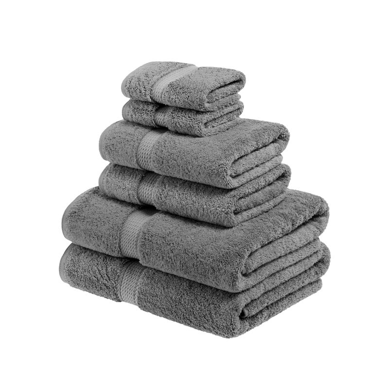 Blue Nile Mills Egyptian Cotton Plush Heavyweight 850 GSM Absorbent 6 Piece Towel Set
