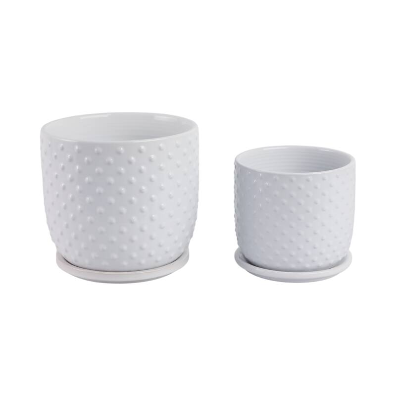 Ceramic Circular Saucer Planters Set of 2 - 6/8 in.