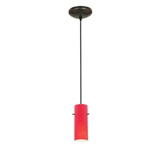 Access Lighting Cylinder Bronze Integrated LED Cord Pendant, Red Shade