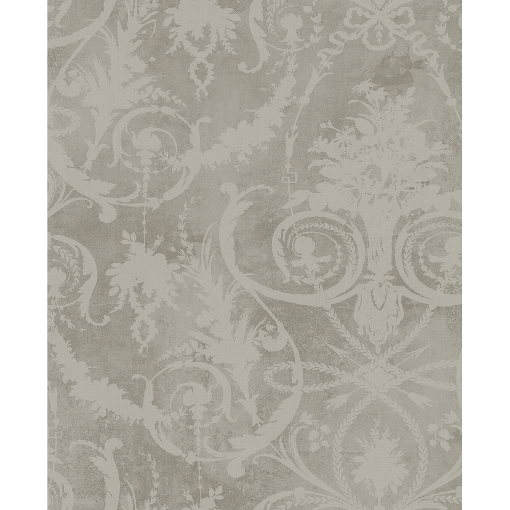 Seabrook Designs Melina Damask Silhouette Unpasted Wallpaper