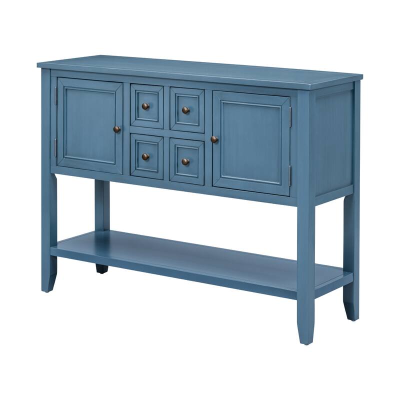 Cambridge Series Ample Storage Vintage Console Table with Four Small Drawers and Bottom Shelf for Living Rooms