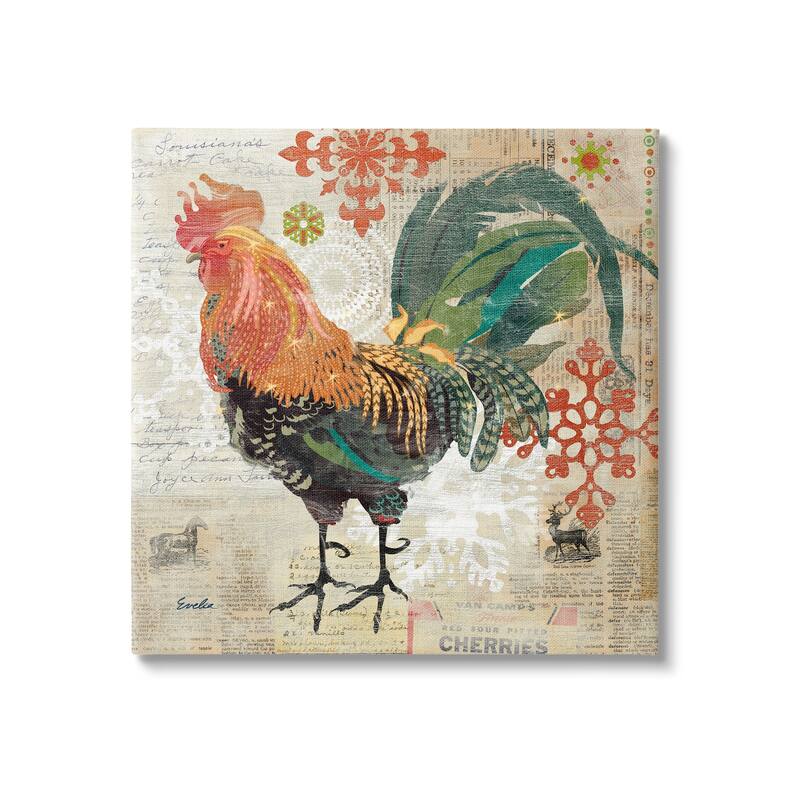 Stupell Industries Kitchen Rooster Farmhouse Collage Canvas Wall Art by ...