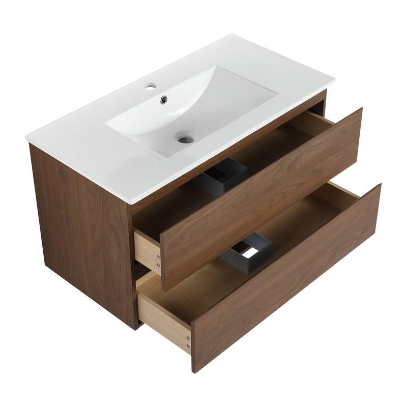 BNK 24"/30"/36'' Single Sink Bathroom Vanity with Two Soft Close Drawers