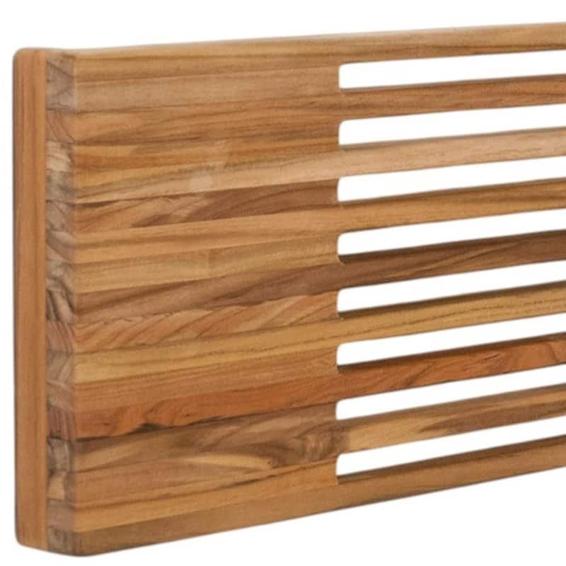 24" Brown Wall Mount Teak Rectangular Shower Bench