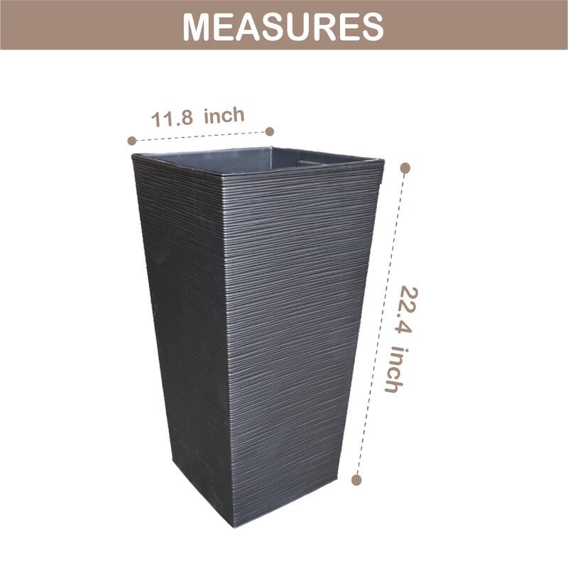 Lamela 22.4 in H Rectangular Plastic Modern Style Finezja Planter w/Removable Insert Shelf, Porch Planters, Flower Pot