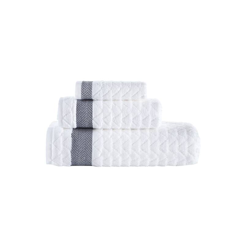 Brooks Brothers Herringbone 3 pcs Towel Set - White