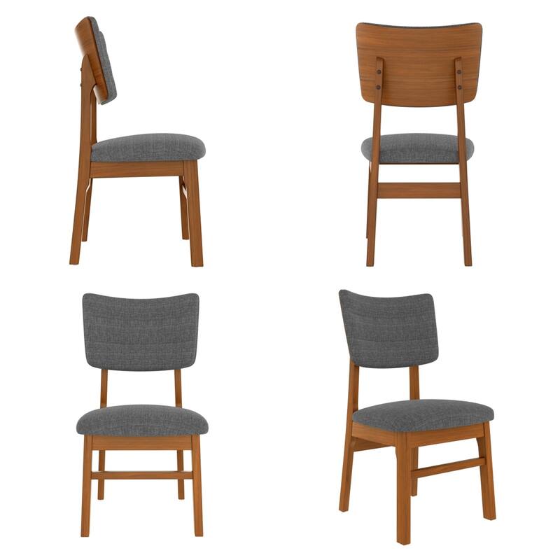 5 Piece Modern Wood Dining Table Set with 4 Upholstered Chairs