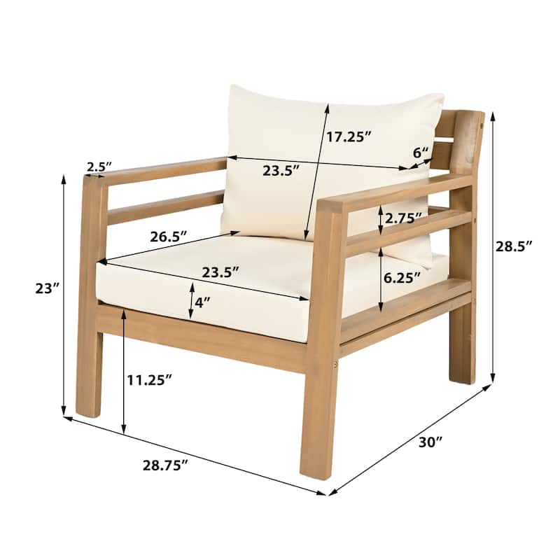 Christopher Knight Home - Everett Outdoor Acacia Wood 4-Piece Patio Conversation Set with Deep Seating and Coffee Table