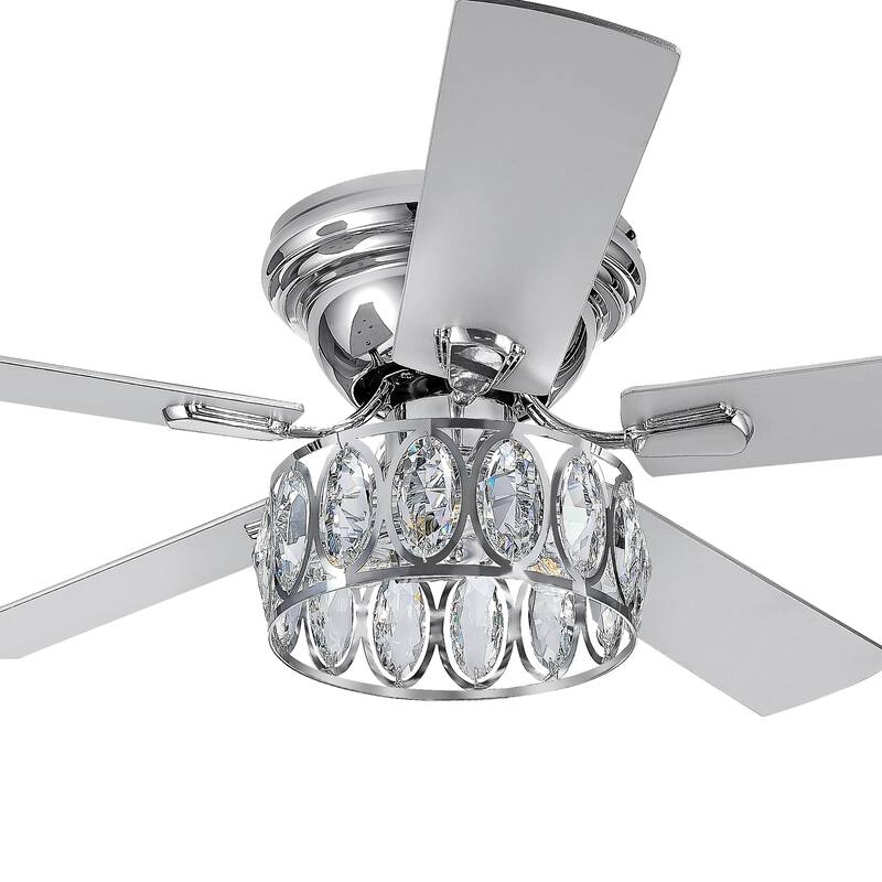 52 inch 5-Blade Flush Mount Crystal Ceiling Fan with Light Remote