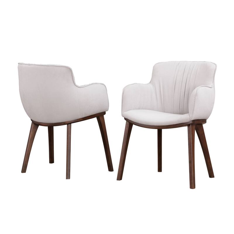 Furniture of America Abigail XII Mid-century Modern Handcrafted Solid Wood Arm Chairs (Set of 2) - Taupe