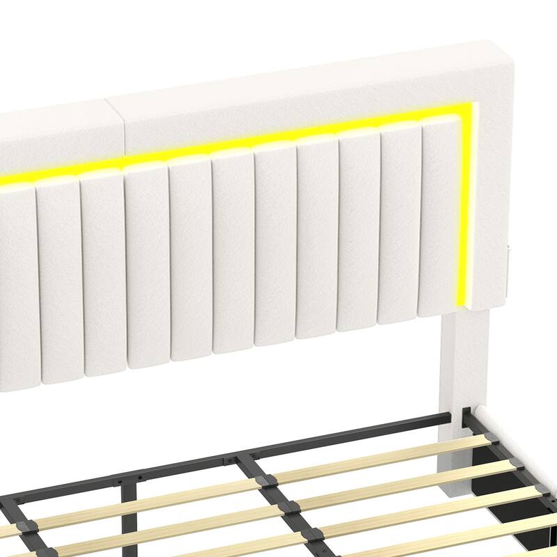 Moasis Velvet Upholstered Platform Bed, Bed Frame with Adjustable Headboard and 4 Storage Drawers