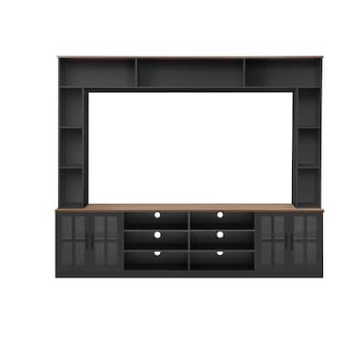 Modern Wall Unit Entertainment Center for TV up to 80 Inches with Bookshelves & Cabinets - 95.5" D x 15.7" W x 78.7" H