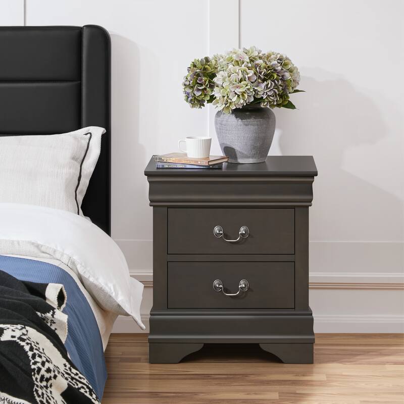 Yaheetech Modern 2-drawer Classic Nightstand Painted Bedside Table with Storage - Rustic Gray - 2-drawer