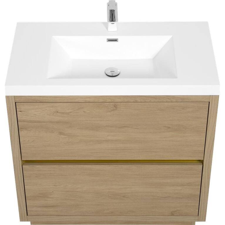 Abruzzo 36" Freestanding Bathroom Vanity with Stone Resin Sink and Two Soft Close Drawers