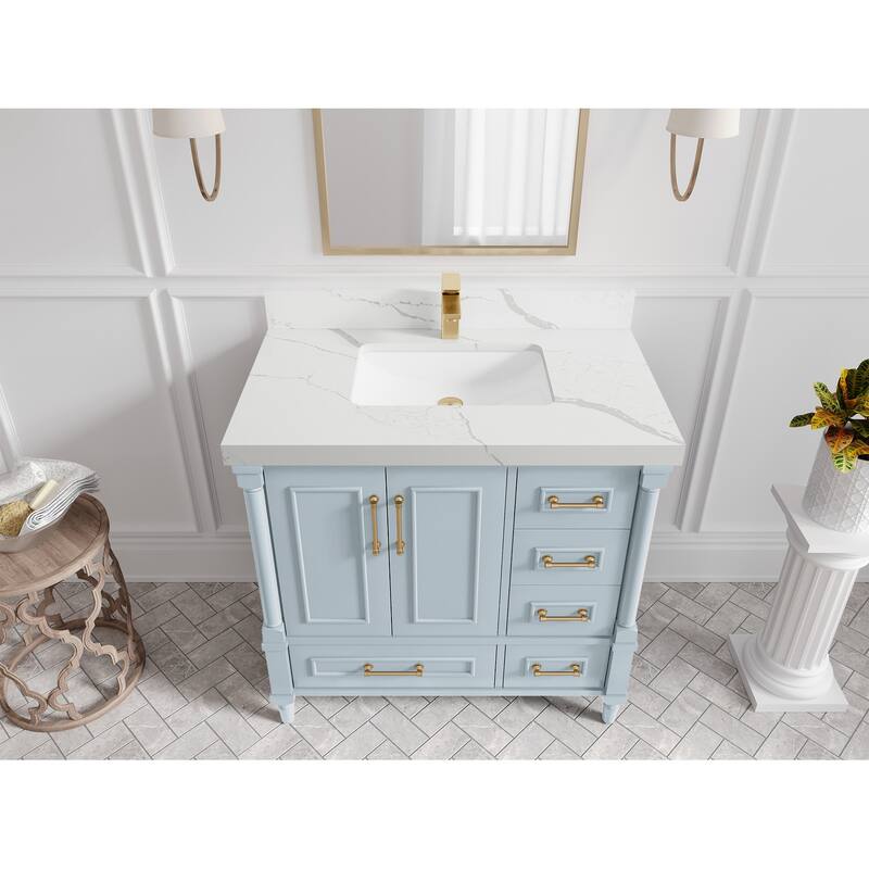 Willow Collections 36 in. W x 22 in. D Aberdeen Center Sink Left Bathroom Vanity with Countertop