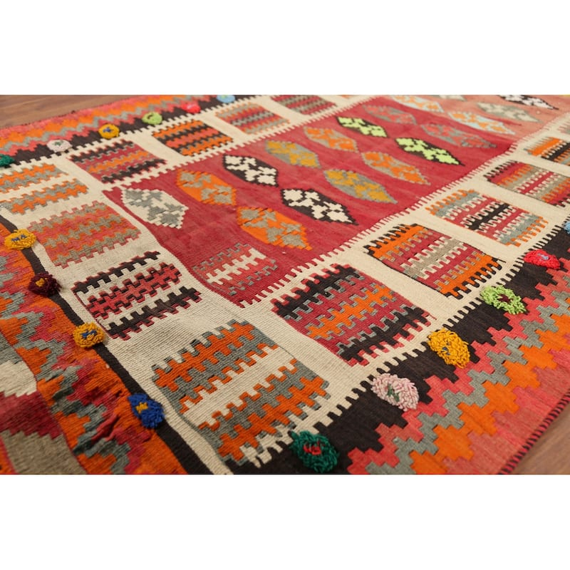 Vegetable Dye Kilim Qashqai Persian Antique Rug Tribal Wool Carpet - 3'10"x 7'3"