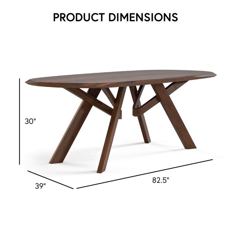 Furniture of America Abigail VI Mid-Century Modern 7-Piece Walnut Solid Wood Dining Set with Padded Chairs