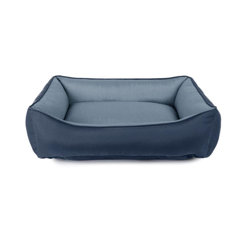 Sunbrella Indoor/Outdoor Reversible Double Sided, Cuddler Dog Bed with Bumper - 26x36 - Denim/Indigo