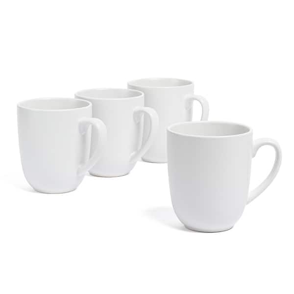 over&back Coupe 15oz Semi-Matte Stoneware Mugs, Set of 4 - White
