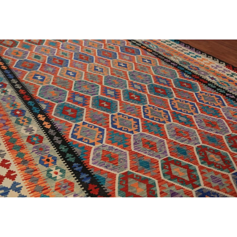 Southwestern Style Kilim Large Rug Flatweave Oriental Wool Carpet - 10'2"x 16'0"