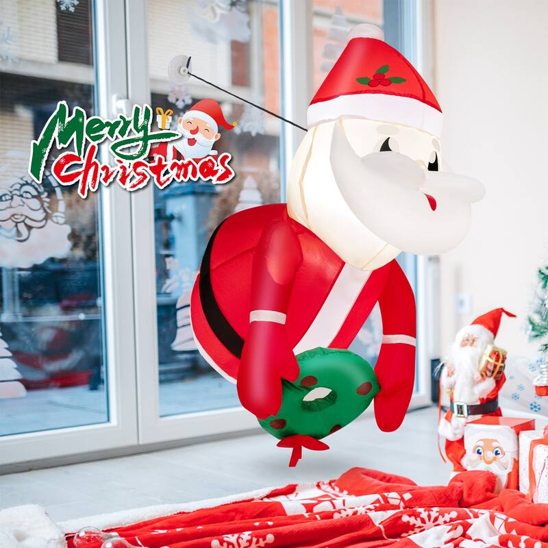 Costway 3.3FT Inflatable Christmas Santa Claus Broke Out from Window - See Details