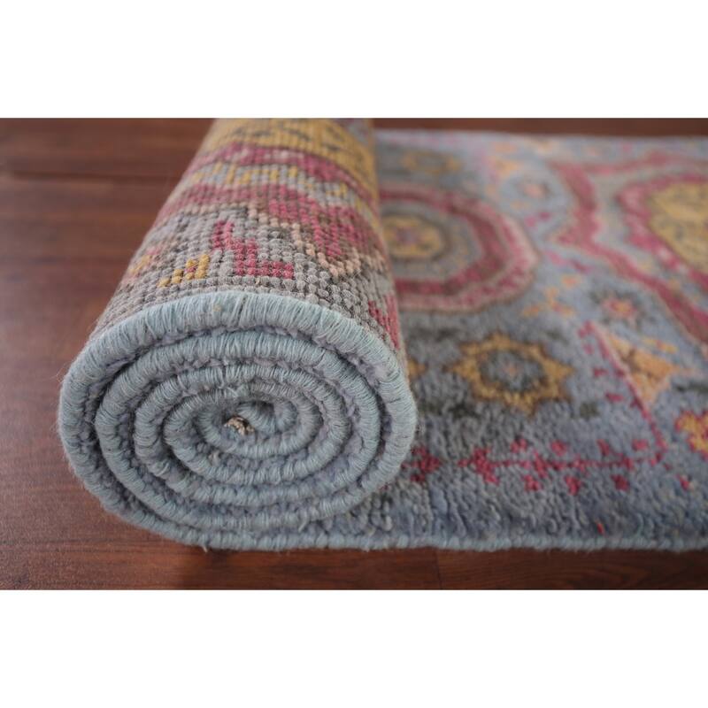 Blue Kazak Oriental Runner Rug Hand-Knotted Wool Carpet - 2'6"x 9'8"