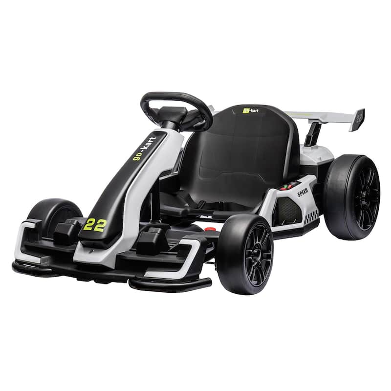 Go Karts for Kids,24V Electric Go Kart with 2 * 150W Powerful Motors - White