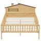 preview thumbnail 8 of 12, Natural Full Size Wood Platform Bed with House-shaped Headboard and Built-in Storage