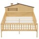 preview thumbnail 8 of 12, Wood Platform Bed with House-Shaped Headboard, LED Light & Storage, Natural