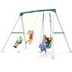 preview thumbnail 1 of 7, klokick 9.5' Tall Heavy Duty Metal Swing Set for Kids & Adults, 600lb Capacity, for Kids Backyard Outdoor