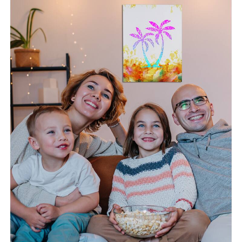 CoTa Global Palm Tree Light Up LED Wall Art - Fun Changing Color LED - 15.75Lx11.9Wx1H inches