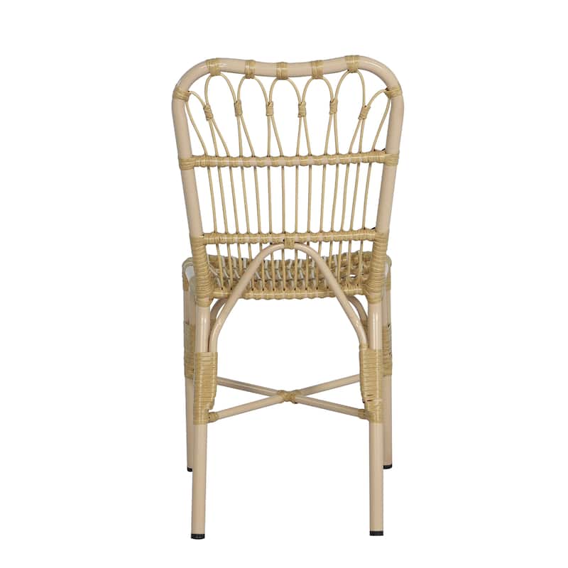 Outdoor PE Wicker Patio Dining Chairs Set of 2