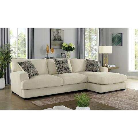 Furniture of America Kintra Contemporary Beige L-Shaped Sectional