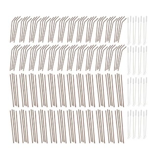 Mind Reader Steel Reusable Straight/Curved Straws (Rose Gold, 192-Pk)