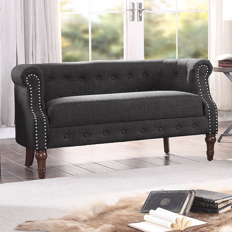 Alejandro Chesterfield 55'' Linen Rolled Arm Loveseat