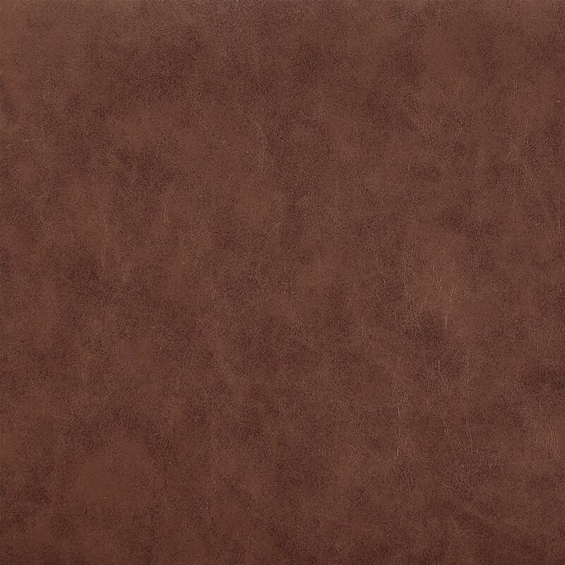 Weni Swivel Barstool Chair, Brown Faux Leather, Black Iron Frame