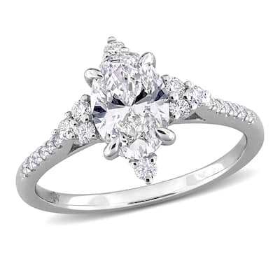 1 1/2ct TW Oval Round-Cut Lab-Grown Diamond Engagement Ring in 14k White Gold