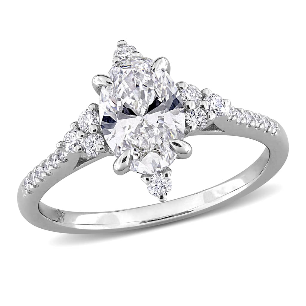 Miadora 1 1/2ct TW Oval Round-Cut Lab-Grown Diamond Engagement Ring 14k White Gold