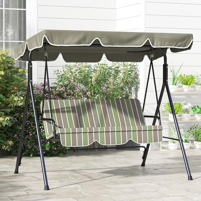 3-Seat Outdoor Patio Swing Chair with Removable Cushion