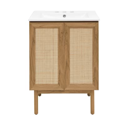 Classe 24 In. Oak Bathroom Vanity With White, 3-Hole Ceramic Sink Top