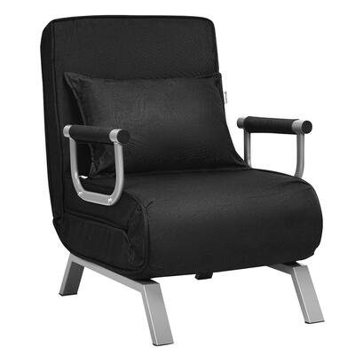 Sofa Bed Folding Arm Chair Sleeper Recliner Full Padded Couch Black - 23.5" x 33"