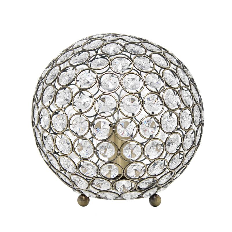 7.5 in. Antique Brass Finish Table Lamp, Round Lamp for End and Side Table