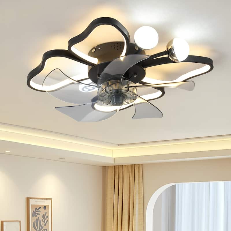 20" Dimmable LED Ceiling Fan 6 Speeds with Light and Remote Control - 20 - Black - Remote